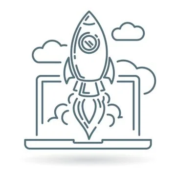 Conceptual rocket launch icon Stock Illustration