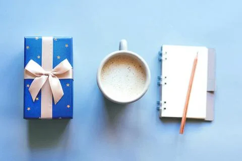 Conceptual set on a blue background Stock Photos