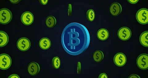 Conceptual simple symbol of dollar and bitcoin with looped animation Stock Footage 119761843