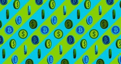 Conceptual simple symbol of dollar and bitcoin with looped animation Stock Footage 119762605