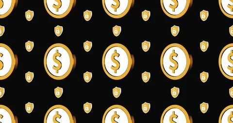 Conceptual simple symbol of dollar and protect shield with looped animation Stock Footage 119766019
