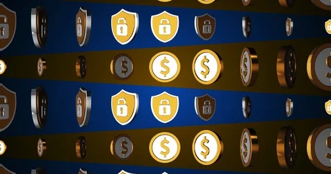 Conceptual simple symbol of dollar and protect shield with looped animation Stock Footage 119830334