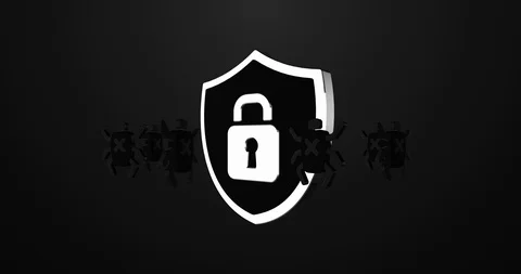 Conceptual simple symbol of web virus and protect shield with looped animation Stock Footage 119819480