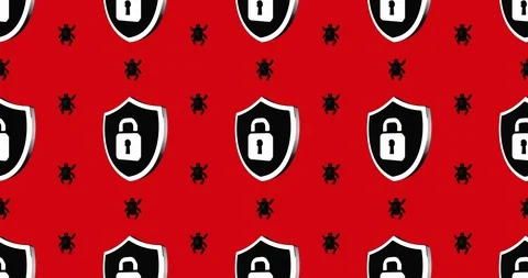 Conceptual simple symbol of web virus and protect shield with looped animation Stock Footage 119836365