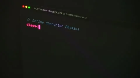 Conceptual source code for game character physics. Stock Footage 333911887