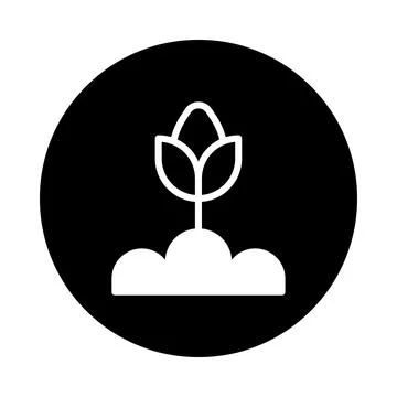 Conceptual sprout development symbol within a circular frame symbolizing gr.. Stock Illustration