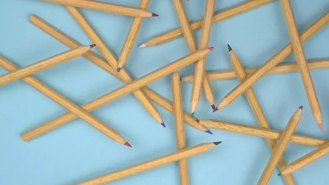 Conceptual stack of pencil over pastel background. Stock Footage 106805354