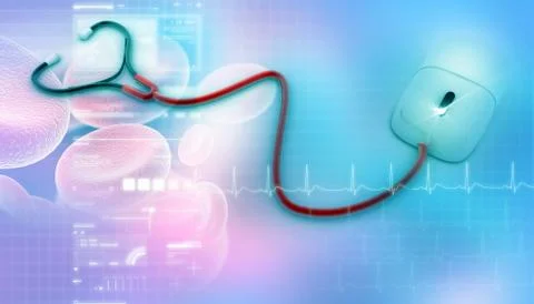 Conceptual stethoscope with a computer mouse in digital design Stock-Illustration