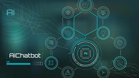 Conceptual technology with Chatbot with artificial intelligence. Stock-Illustration