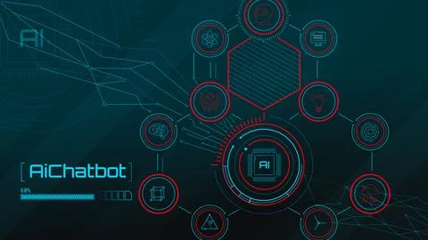 Conceptual technology with Chatbot with artificial intelligence. Stock-Illustration