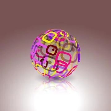 Conceptual Technology Logo. Abstract globe made from retro rectangles. Stock Illustration