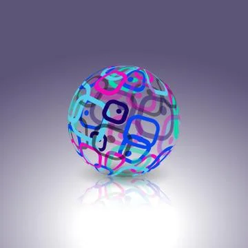 Conceptual Technology Logo. Abstract globe made from retro rectangles. Stock Illustration