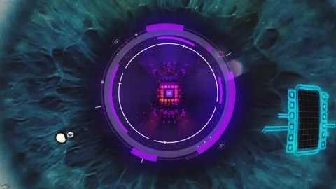 Conceptual technology video. Microchip embedded in the eyeball. The camera Stock Footage 250443477
