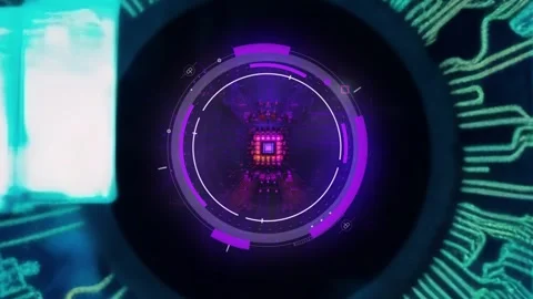 Conceptual technology video. Microchip embedded in the eyeball. The camera Stock Footage 253249316