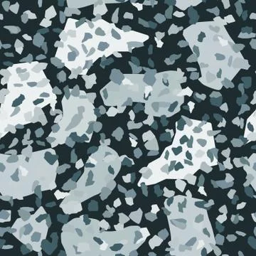 Conceptual terrazzo seamless pattern. Natural stone, granite, quartz shapes. Stock Illustration