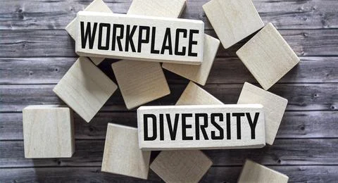 Conceptual text about workplace diversity of wooden blocks. Concept means cor Stock Photos