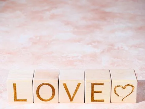Conceptual text on wood blocks as declarations of love Stock Photos
