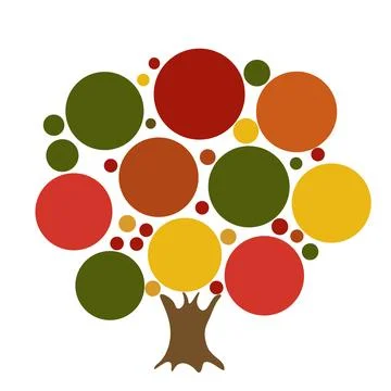 Conceptual tree with circle shaped leaves with space for writing Stock Illustration