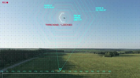 Conceptual UAV direction finding interface using multiple observation nodes... 스톡 동영상 347131481