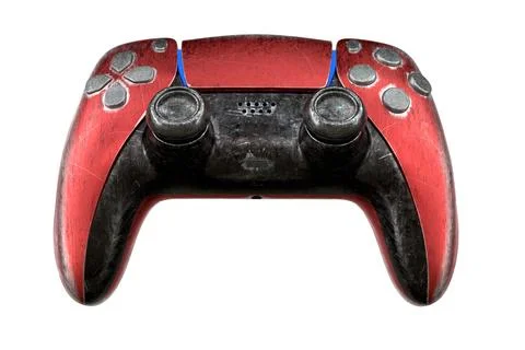 Conceptual used video game controller or joystick with scratches isolated Stock Illustration