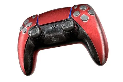 Conceptual used video game controller or joystick with scratches isolated イラスト素材