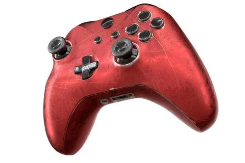 Conceptual used video game controller or joystick with scratches isolated Illustrazione stock