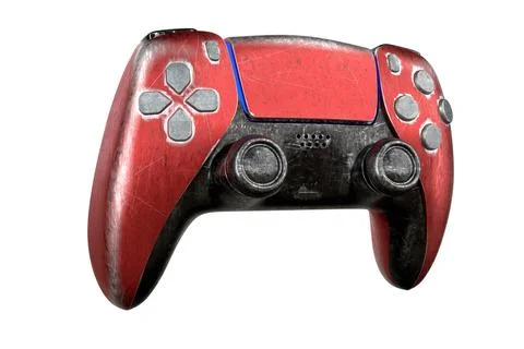 Conceptual used video game controller or joystick with scratches isolated Stock Illustration
