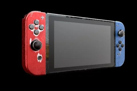 Conceptual used video game controllers attached to touch screen with scratche Stock Illustration