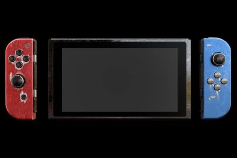 Conceptual used video game controllers attached to touch screen with scratche Stock Illustration