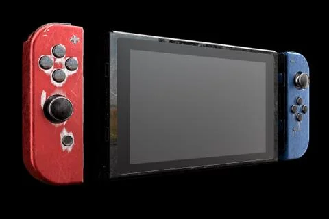 Conceptual used video game controllers attached to touch screen with scratche Stock Illustration
