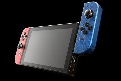 Conceptual used video game controllers attached to touch screen with scratche Stock Illustration
