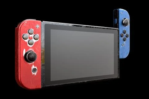 Conceptual used video game controllers attached to touch screen with scratches Stock Illustration