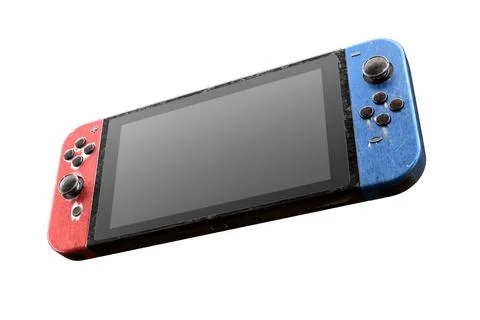 Conceptual used video game controllers attached to touch screen with scratches Stock Illustration
