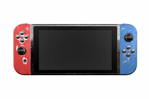 Conceptual used video game controllers attached to touch screen with scratche Stock Illustration
