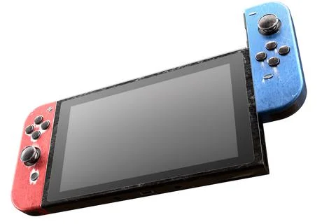 Conceptual used video game controllers attached to touch screen with scratche Stock Illustration