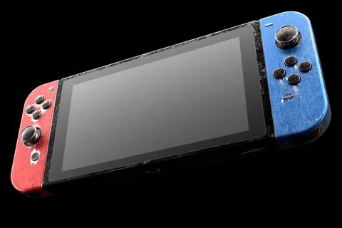 Conceptual used video game controllers attached to touch screen with scratche Stock Illustration