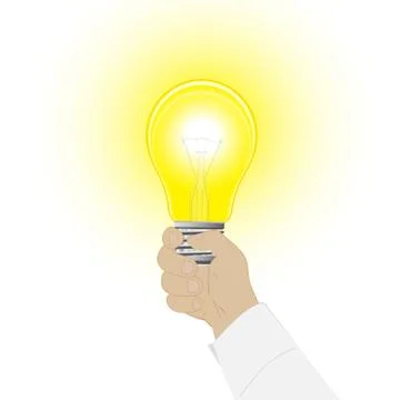 Conceptual vector icon, a light bulb in a hand of the man Stock Illustration