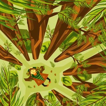 Conceptual vector illustration about the importance of forest conservation. Ilustración de archivo