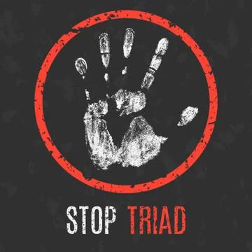 Conceptual vector illustration. Global problems of humanity. Stop Triad sign. 스톡 일러스트