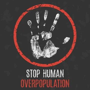 Conceptual vector illustration. Global problems of humanity. Stop overpopulat 스톡 일러스트