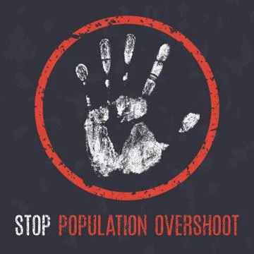 Conceptual vector illustration. Global problems of humanity. Stop population  스톡 일러스트