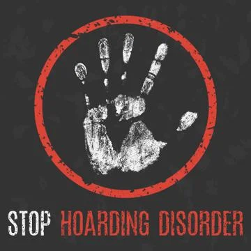 Conceptual vector illustration. Human sickness. Stop hoarding disorder Stock Illustration