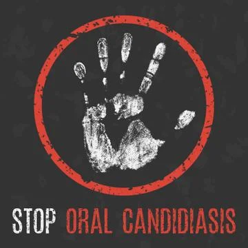 Conceptual vector illustration. Human sickness. Stop oral candidiasis Stock Illustration