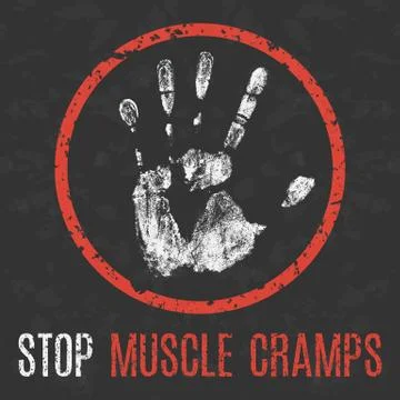 Conceptual vector illustration. Human sickness. Stop muscle cramps Stock Illustration