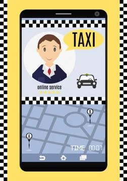 Conceptual vector illustration. Interface online service taxi on the phone sc Stock Illustration