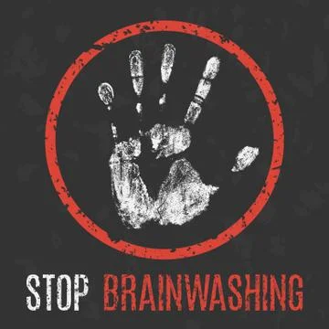 Conceptual vector illustration. Stop brainwashing Ilustración de archivo