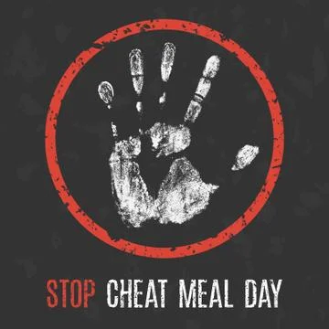 Conceptual vector illustration. Stop cheat meal day Stock Illustration