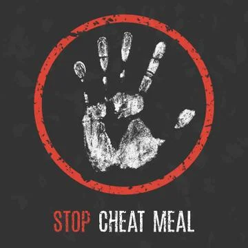 Conceptual vector illustration. Stop Cheat meal Stock Illustration