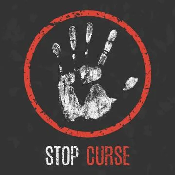 Conceptual vector illustration. Stop curse Stock Illustration