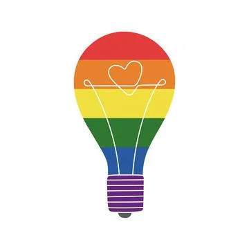 Conceptual vector line bulb with rainbow colors for celebration of LGBTI rights Stock Illustration